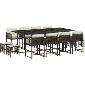 vidaXL 13-delige Tuinset met kussens poly rattan bruin