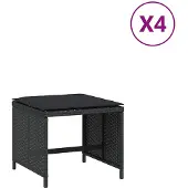 vidaXL Tuinkrukken 4 st met kussens 41x41x36 cm poly rattan zwart