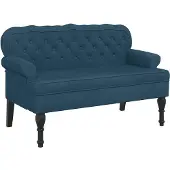 vidaXL - Bankje - met - rugleuning - 119,5x64,5x75 - cm - fluweel - blauw