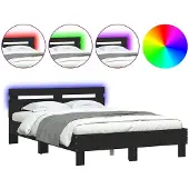vidaXL Bedframe met hoofdeinde en LED zwart 120x190 cm