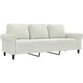 vidaXL Driezitsbank 180 cm fluweel crèmekleurig