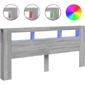 vidaXL Hoofdeinde met LED 220x18,5x103,5 cm bewerkt hout grijs sonoma