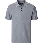 Casamoda gebreide polo blauw 3 knoops sluiting