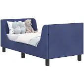vidaXL Kinderbedframe met hoofdeinde, politieblauw, 70 x 140 cm, fluweel