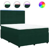 vidaXL Boxspring met matras fluweel donkergroen 140x190 cm
