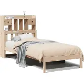 vidaXL Bed met boekenkast zonder matras massief grenenhout 90x190 cm