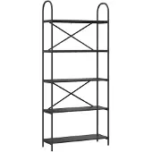 vidaXL Boekenplank 5-laags 80 x 30 x 183 cm Bewerkt hout Zwart Eiken