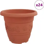 vidaXL Ronde Bloempot 24 st Baksteenrood Ø 22 x 18 cm Kunststof