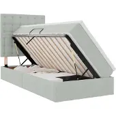 vidaXL Opslag bed met matras Lichtgrijs 100 x 200 cm Fluweel