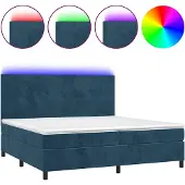 vidaXL Boxspring met matras en LED fluweel donkerblauw 200x200 cm
