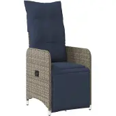 vidaXL Tuinstoel verstelbaar met kussens poly rattan grijs