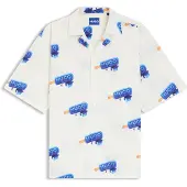 HUGO Overhemd 'Eligino' ecru / blauw / lichtblauw / wit