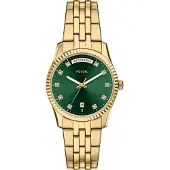 Fossil Analoog horloge 'SCARLETTE' goud / smaragd