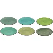 Cookinglife Dinerborden Delice Groen – Set Van 6 Ø 26,5 cm Aardewerk – Vaatwasser-, Magnetron- & Ovenbestendig – Unieke Gelaagde Groentinten