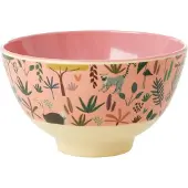 Rice bord en kom met jungledierenprint, melamine, koraal, 300 ml