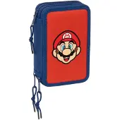 Super Mario MAMMA MIA schoolmap met 37 handige items, pennenetui voor kinderen, ideaal voor kinderen van 5 tot 14 jaar, afmetingen: 12,5 x 5,5 x