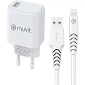 Muvit Pack Chargeur + Câble Lightning 1.2m Blanc
