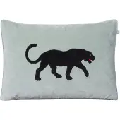 Chhatwal & Jonsson Kussenhoes met geborduurde zwarte panter, 40x60 cm Aqua