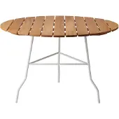 Gärsnäs Pia tafel Ø110 cm Wit gelakt stalen frame - geolied eiken