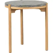 Mavis Dondo bijzettafel witgepigmenteerd eiken Ø45 cm Geslepen kalksteen