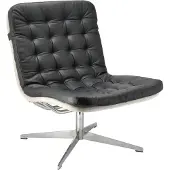 1898 Loholm fauteuil met draaifunctie Zwart leer-Bern Beige 0341
