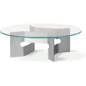 Fredericia Furniture JG salontafel Ø98 cm Glas – geborsteld aluminium