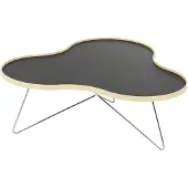 Swedese Flower tafel 107 x 114cm zwart, 39cm, berkenhouten rand, verchroomd onderstel