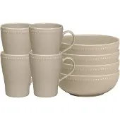 Scandi Living Dots ontbijtkom 60 cl 4 stuks Beige
