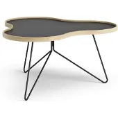 Swedese Flower tafel 84 x 90cm Zwart, 45cm, eikenhouten rand, zwart onderstel