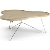Swedese Flower mono tafel 107 x 114cm eikenhout natuur, 45cm, chromen onderstel
