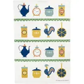 Almedahls Time theedoek 47x70 cm Blauw-geel