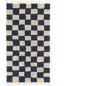 Ferm Living Mara katoenen vloerkleed 80x150 cm Diepblauw-Warm Zand