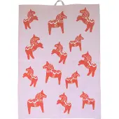 Pluto Design Dalahäst keukenhanddoek 50x70 cm Roze-rood
