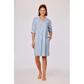 Woody slaapkleed dames - blauw gestreept - 261-10-XDW-W/991 - maat S