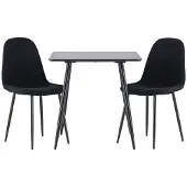 Ebuy24 Polar eethoek tafel 75x75cm en 2 teddy stoelen zwart.