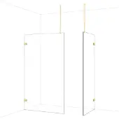 Maxaro Diamond Inloopdouche | 120x90 cm Glanzend lichtgoud Helder glas 2 vaste wanden