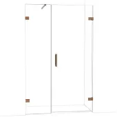 Maxaro Diamond Douchedeur | 125 cm Glanzend koper Helder glas Draaideur