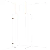 Maxaro Diamond Inloopdouche | 90x40 cm Glanzend koper Helder glas 2 vaste wanden