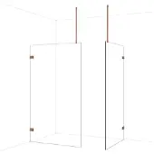 Maxaro Diamond Inloopdouche | 120x110 cm Glanzend koper Helder glas 2 vaste wanden