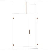 Maxaro Diamond Douchedeur | 145 cm Glanzend koper Helder glas Draaideur