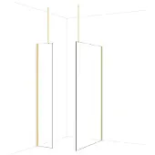 Maxaro Diamond Inloopdouche | 120x40 cm Glanzend lichtgoud Helder glas 2 vaste wanden