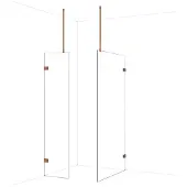 Maxaro Diamond Inloopdouche | 110x50 cm Glanzend koper Helder glas 2 vaste wanden