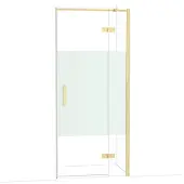 Maxaro Diamond Douchedeur | 90 cm Lichtgoud Helder met matte strook Draaideur
