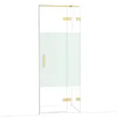 Maxaro Diamond Douchedeur | 80 cm Lichtgoud Helder met matte strook Draaideur
