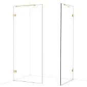 Maxaro Diamond Inloopdouche | 90x90 cm Glanzend lichtgoud Helder glas 2 vaste wanden