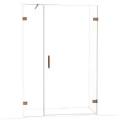 Maxaro Diamond Douchedeur | 135 cm Glanzend koper Helder glas Draaideur