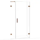 Maxaro Diamond Douchedeur | 105 cm Glanzend koper Helder glas Draaideur