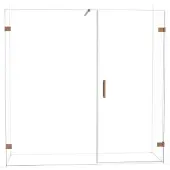 Maxaro Diamond Douchedeur | 205 cm Glanzend koper Helder glas Draaideur