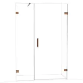 Maxaro Diamond Douchedeur | 135 cm Glanzend koper Helder glas Draaideur