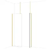 Maxaro Diamond Inloopdouche | 70x30 cm Glanzend lichtgoud Helder glas 2 vaste wanden